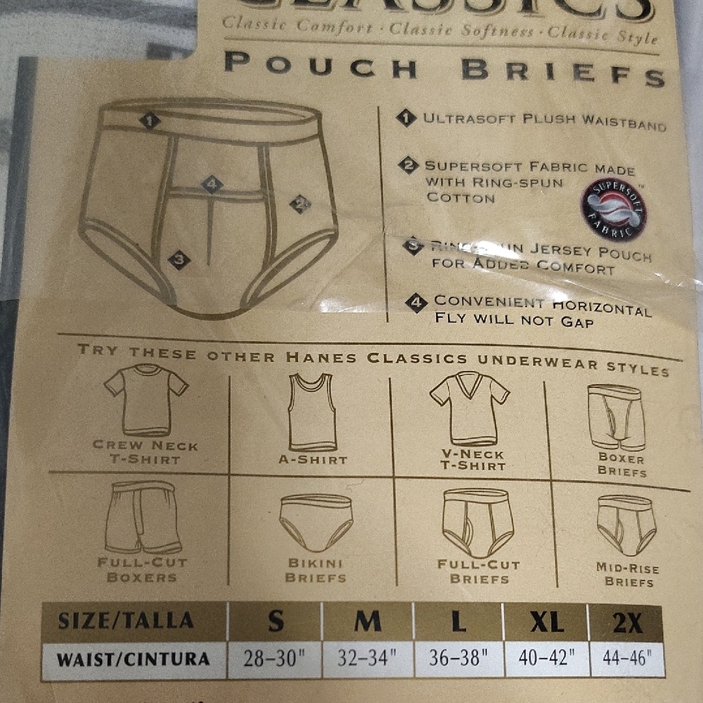 Vintage 2001 Hanes Classics  White Pouch Briefs Sz XL 3 Pack - Picture 6 of 9